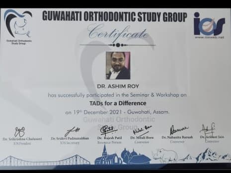 Guwahati Orthodontic Study Group Certificate
